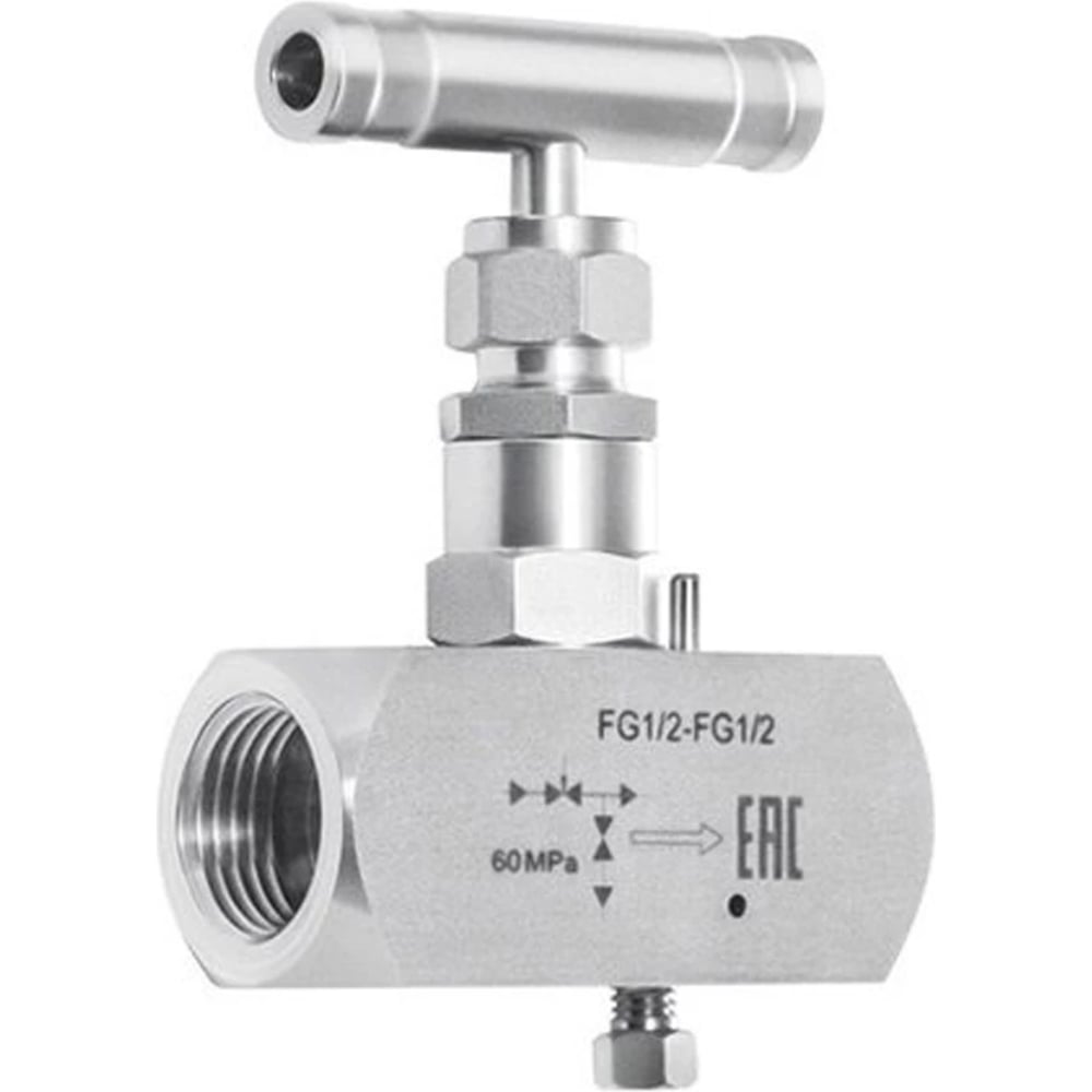 Изображение товара Росма Клапан игольчатый одновентильный SS-2V4 Ду15 Ру600 из нержавеющей стали