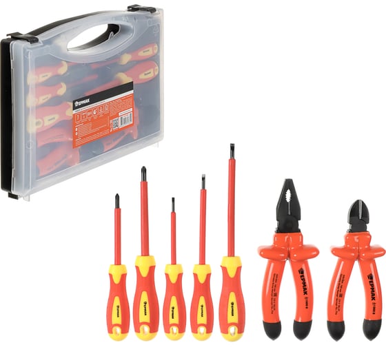 Изображение товара Набор диэлектрического инструмента ЕРМАК диэлектрический, высоковольтный до ~1000В, 7предм. ЕРМАК 439-004