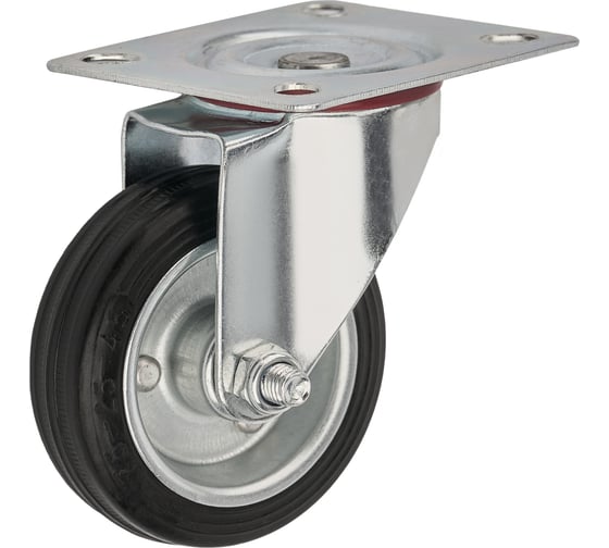 Изображение товара Колесо поворотное с панелью (75 мм; 50 кг; резина/металл) Стелла-Техник 4001-75