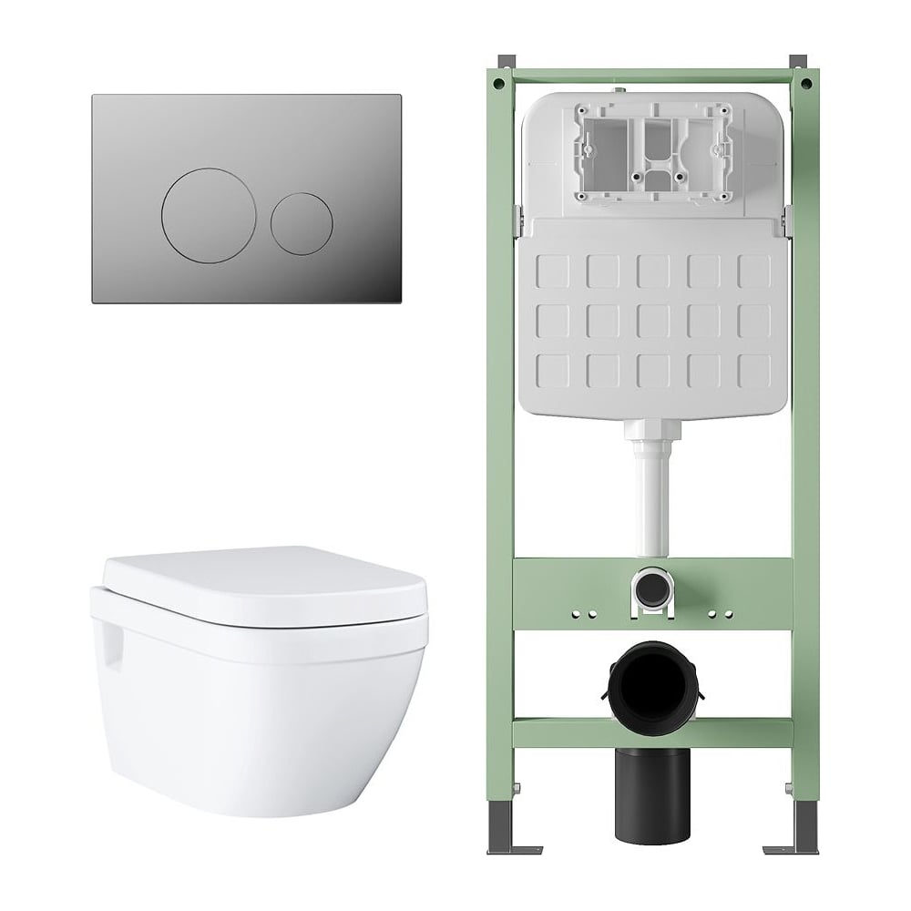 Изображение товара Комплект инсталляции SITEMA и унитаз GROHE Euro Ceramic белый в современном стиле