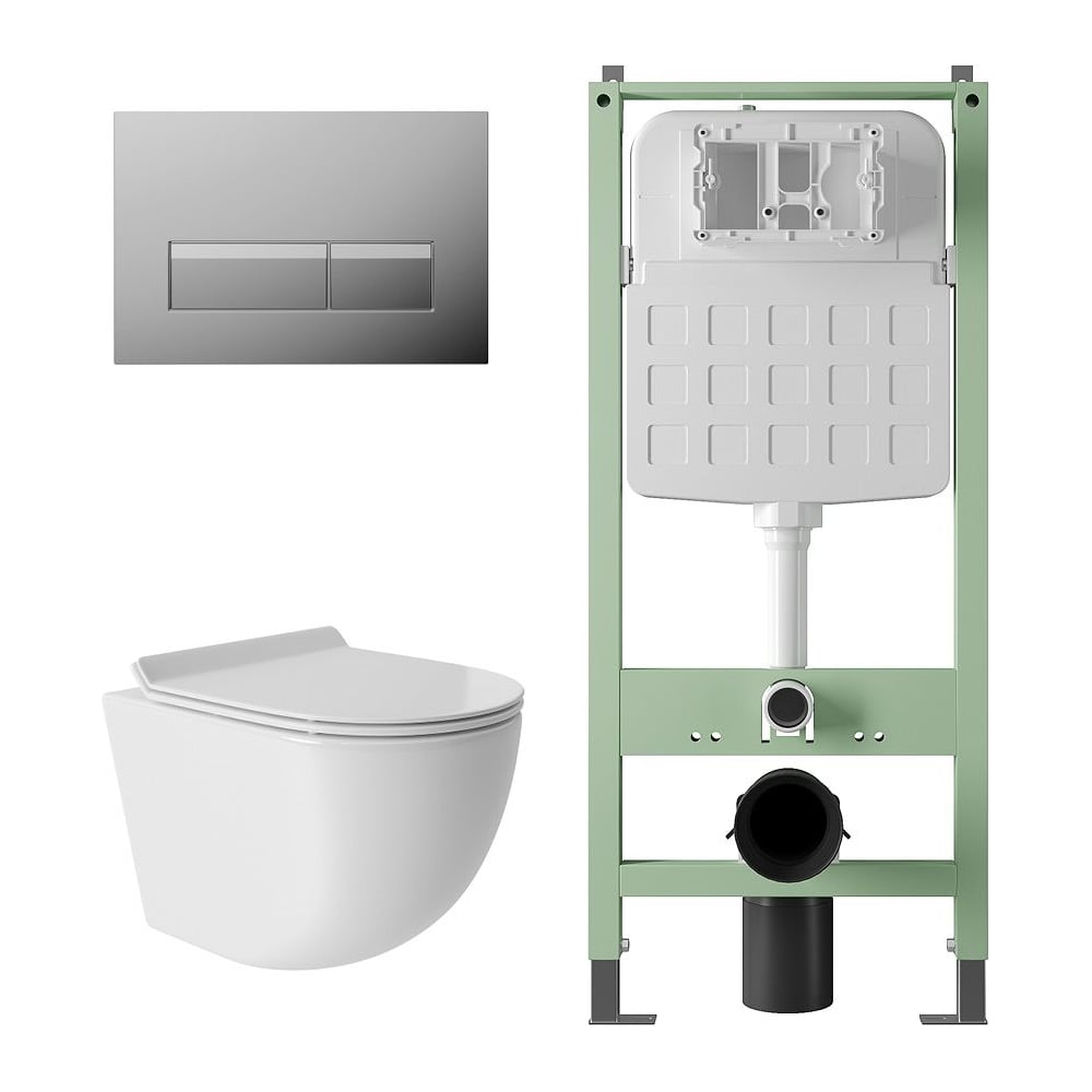 Изображение товара Подвесной унитаз Vortex с инсталляцией и панелью смыва серия SITEMA