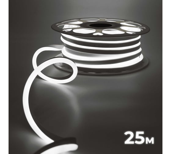 Изображение товара Светодиодная неоновая лента гибкая Baulamp 25м, 220В, 7Вт/м, дневной белый свет, 4000К, IP67 53012