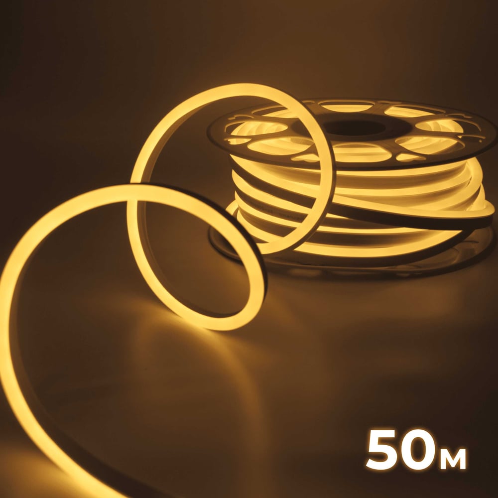 Изображение товара Гибкая неоновая светодиодная лента Baulamp 50м IP67 теплый белый свет