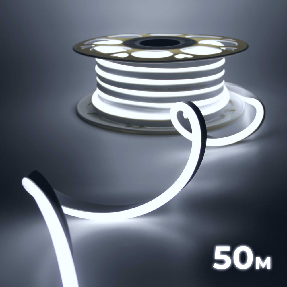 Изображение товара Гибкая светодиодная неоновая лента Baulamp 50м IP67 холодный белый 6500K