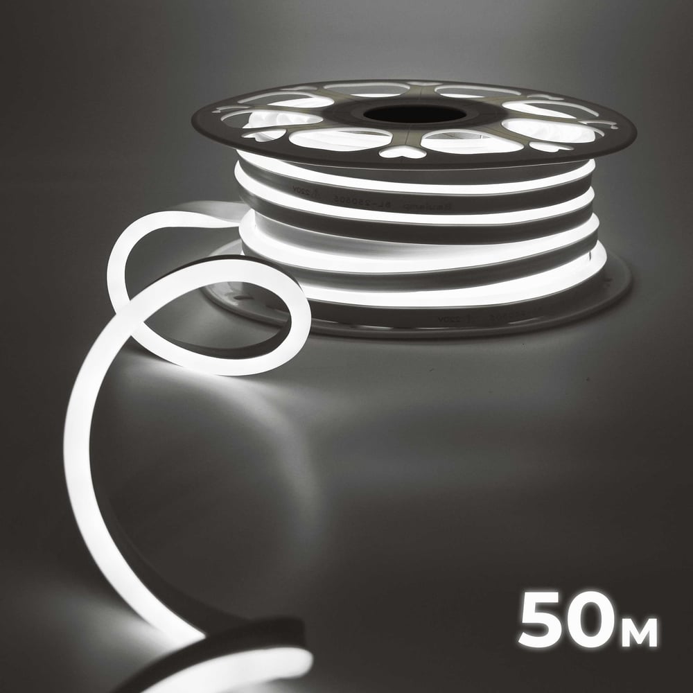 Изображение товара Гибкая светодиодная неоновая лента Baulamp 50м, IP67, дневной белый свет