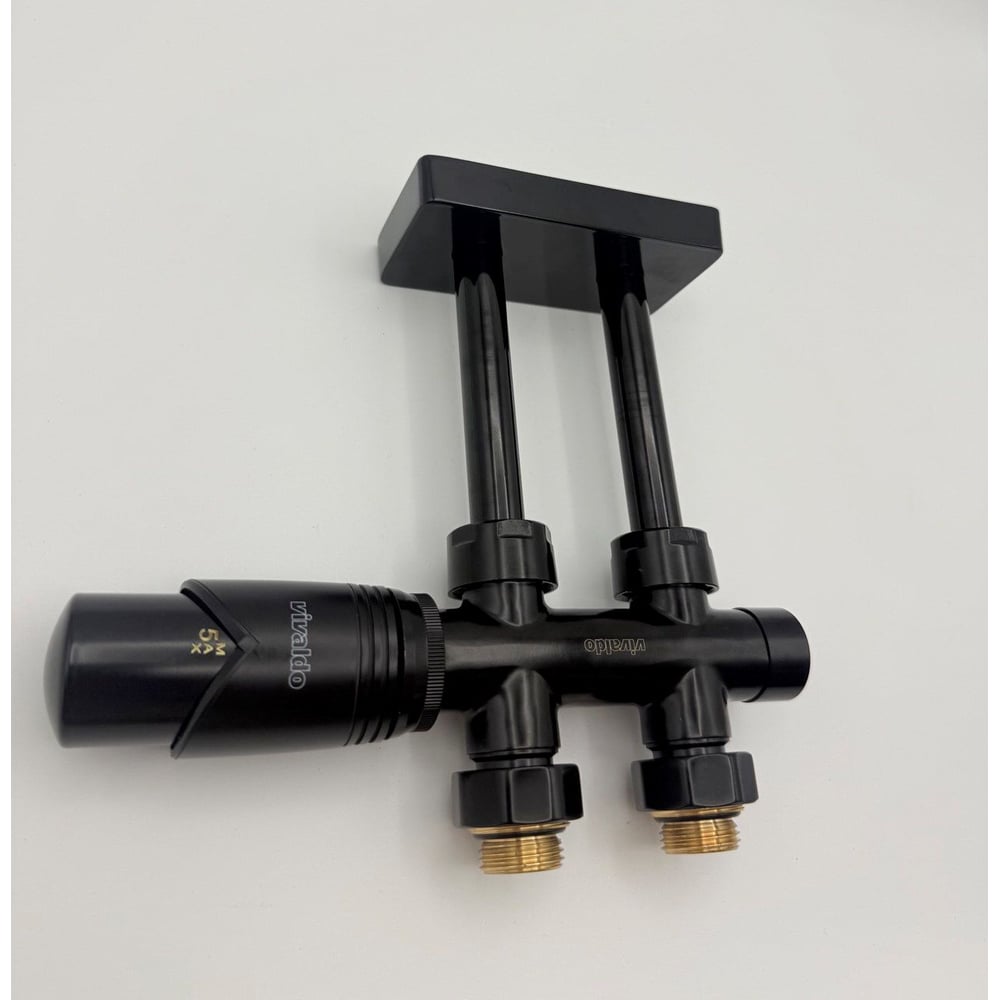 Изображение товара Комплект интегрированный прямой VIVALDO 1/2 с трубками и декоративной чашкой черный SITRVDRP-BL