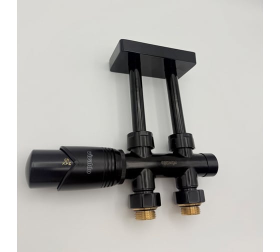 Изображение товара Комплект интегрированный прямой VIVALDO 1/2 с трубками и декоративной чашкой черный SITRVDRP-BL