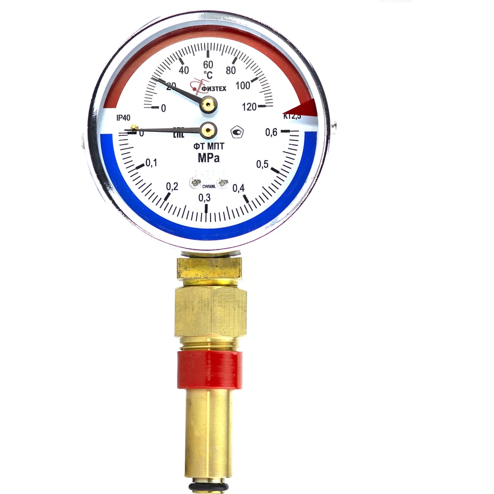 Изображение товара Термоманометр ПО Физтех АО МПТ 0-120°C 0,6 МПа IP40 G1/2 R46