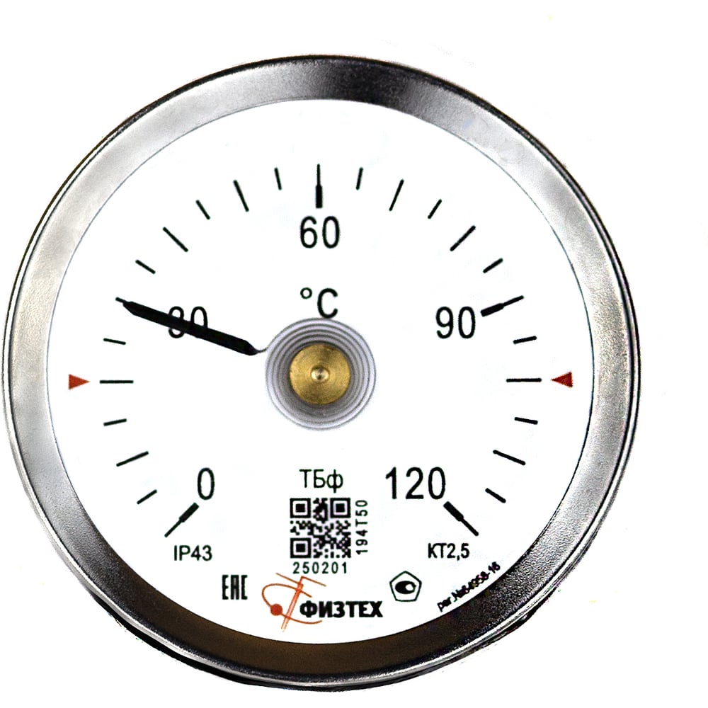 Изображение товара Накладной термометр Физтех АО ТБф-120Н 0…120°C, IP43, осевое соединение