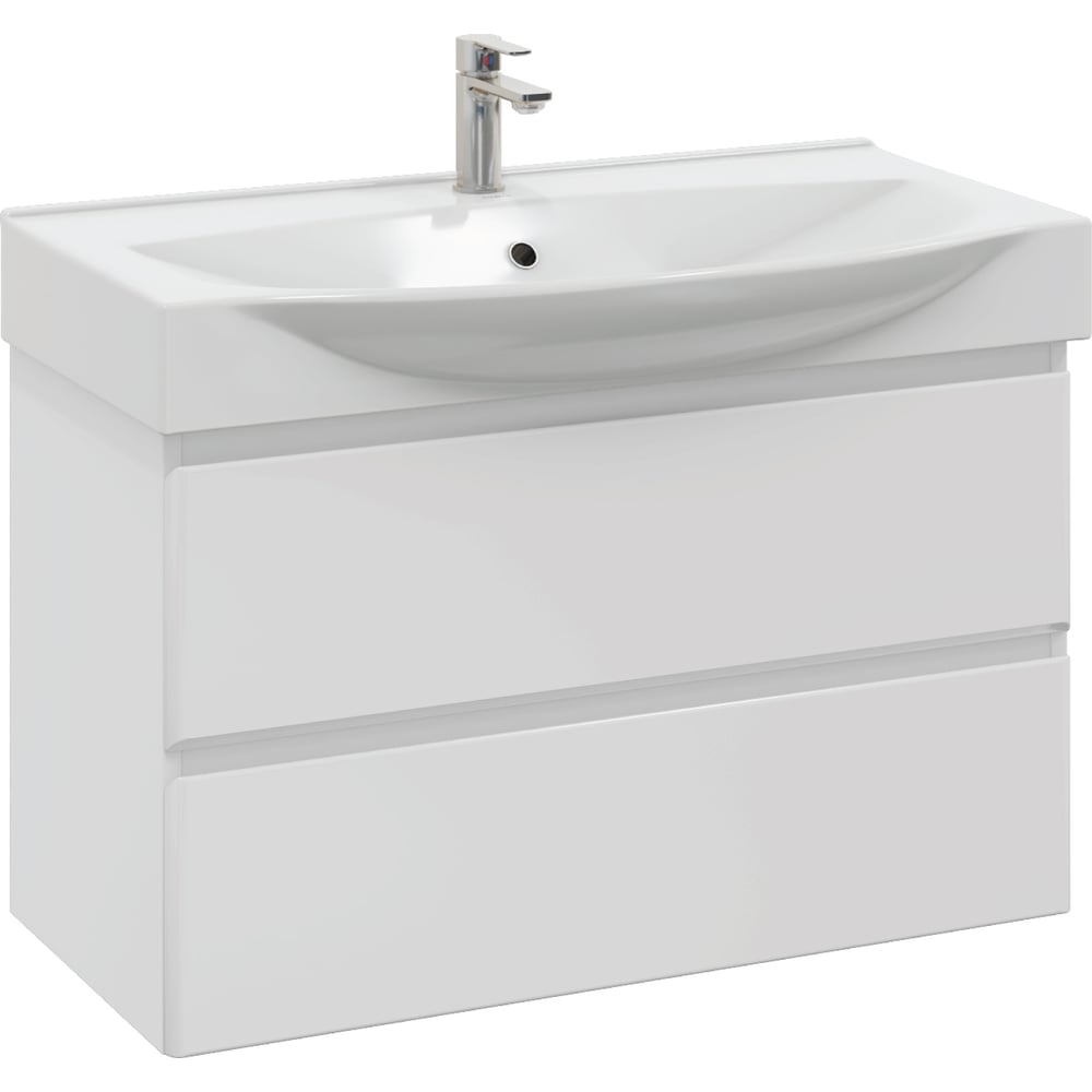 Изображение товара Тумба с раковиной RUVANN TVILS 85 + Элвис 85 современный стиль белый санфаянс