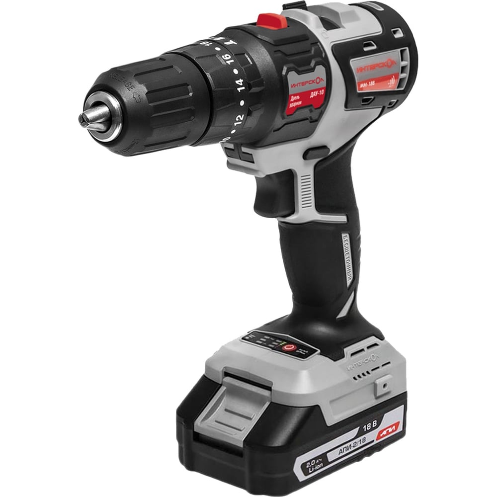 Изображение товара Аккумуляторная ударная дрель-шуруповерт ДАУ-10/18В 44 Интерскол 2 аккумулятора 18 В