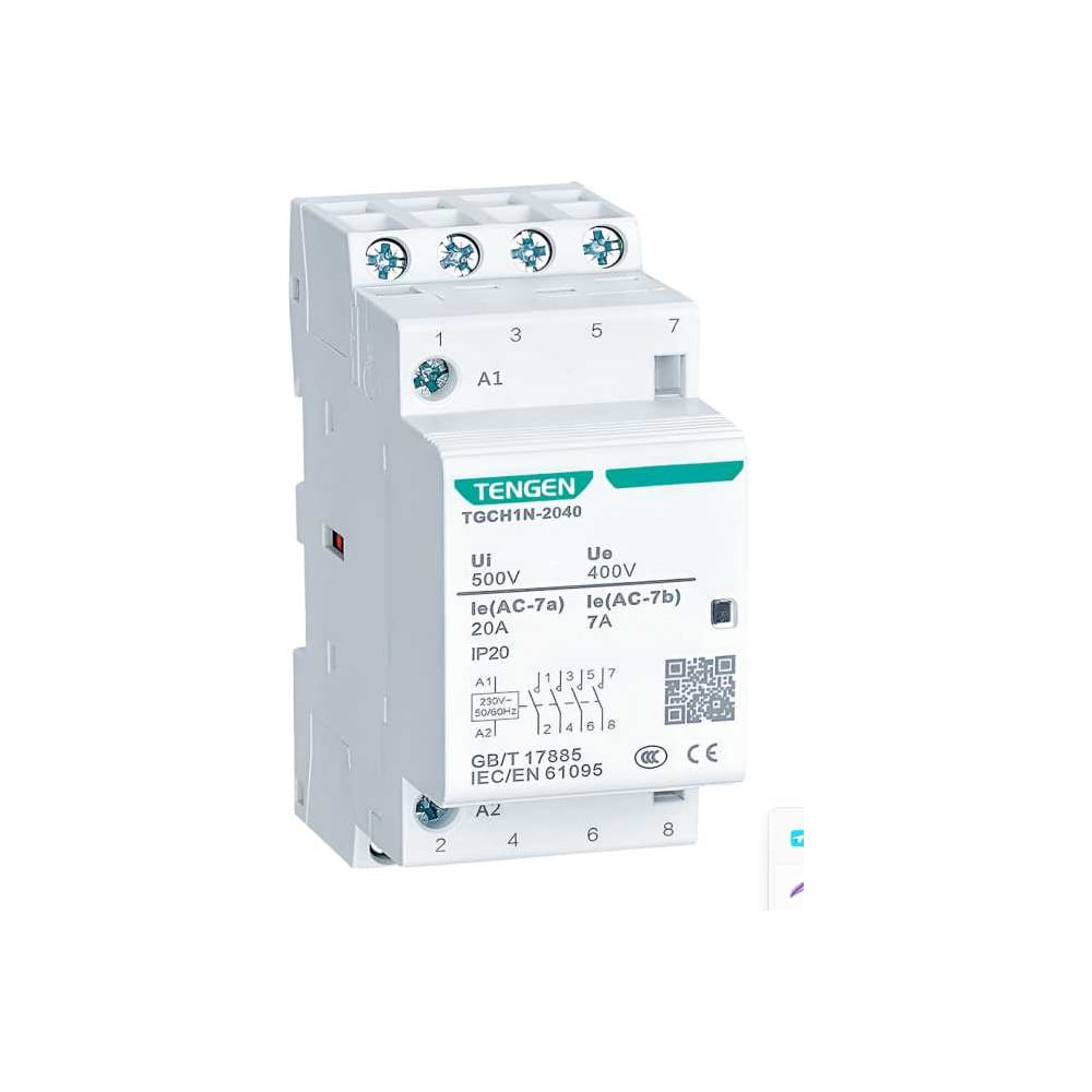 Изображение товара Контактор модульный Tengen TGCH1N-1631-230V 16A 3NO 1NC 230VAC 2х модуль УТ-00027052