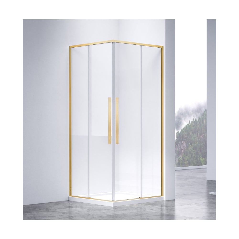 Изображение товара Душевой уголок VINCEA Slim-N 1000_800, брашированное золото, прозрачное стекло