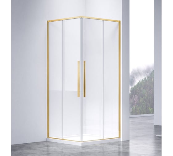 Изображение товара Душевой уголок VINCEA Slim-N 1000_800, брашированное золото, стекло прозрачное VSS-4SN8010CLG