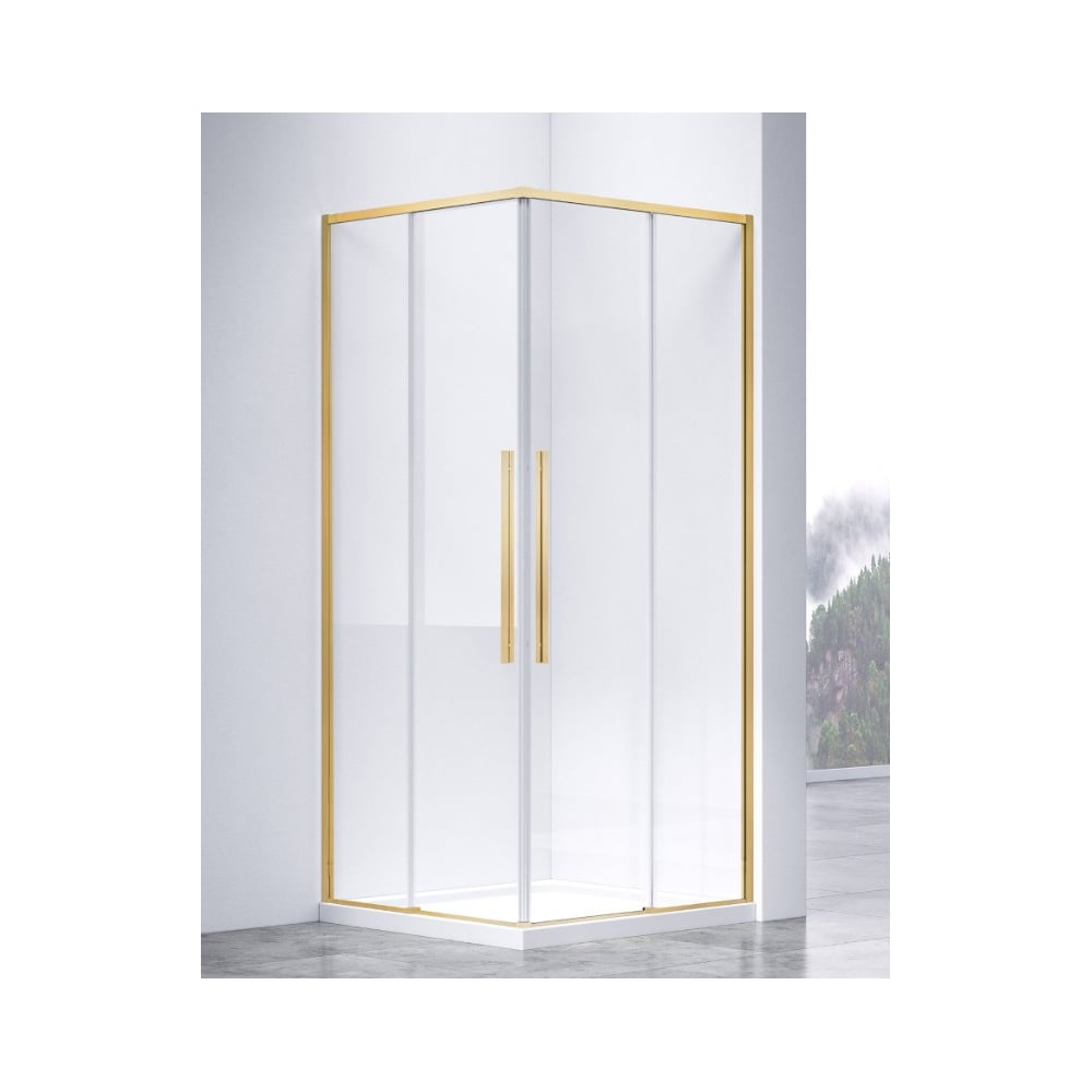 Изображение товара Душевой уголок VINCEA Slim-N 900x900, брашированное золото, стекло прозрачное