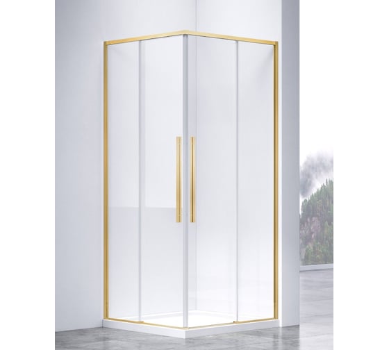 Изображение товара Душевой уголок VINCEA Slim-N 900_900, брашированное золото, стекло прозрачное VSS-4SN900CLG
