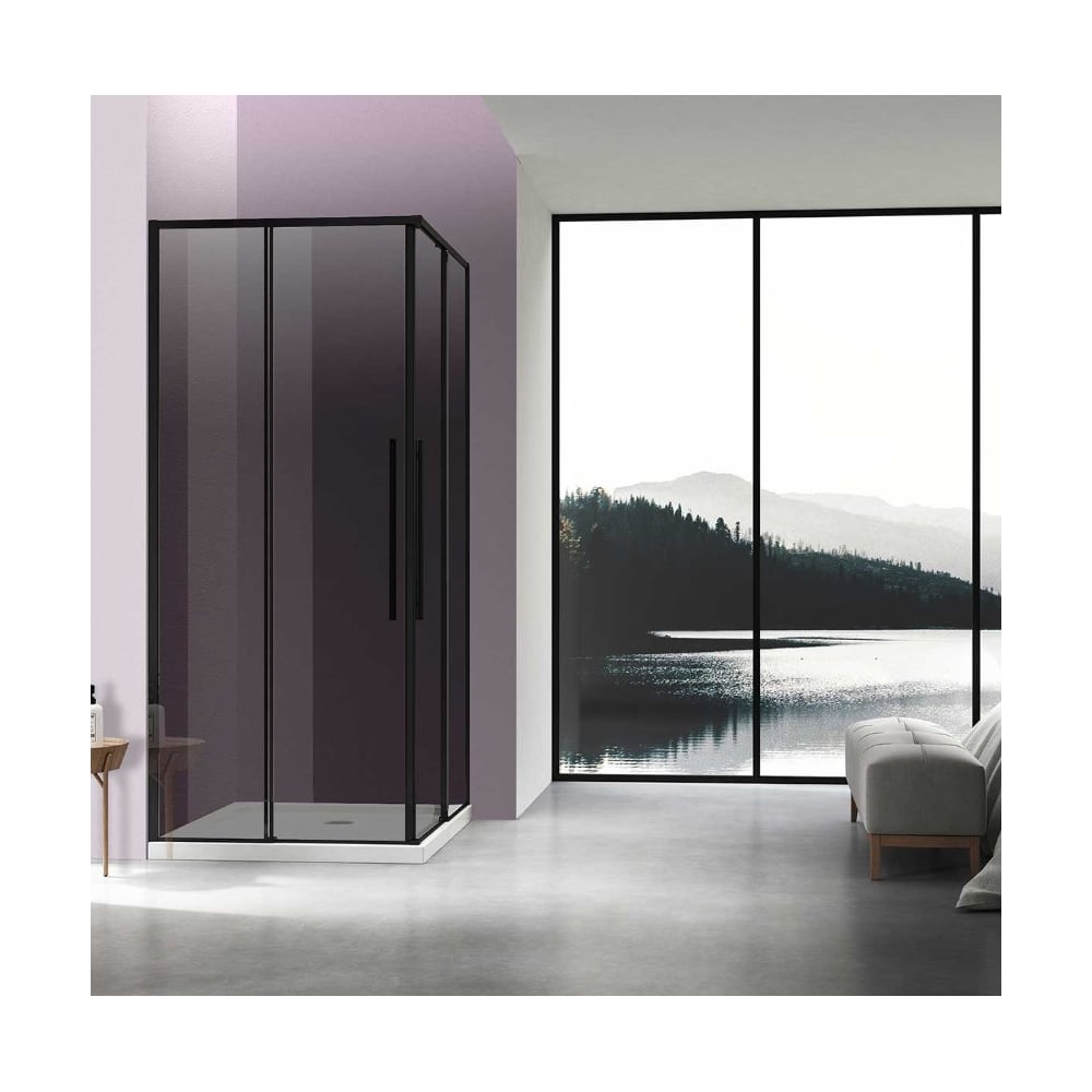 Изображение товара Душевой уголок VINCEA Slim-N 900_900 черный стекло тонированное квадратный регулировка