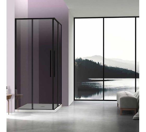 Изображение товара Душевой уголок VINCEA Slim-N 900_900, черный, стекло тонированное VSS-4SN900CGB