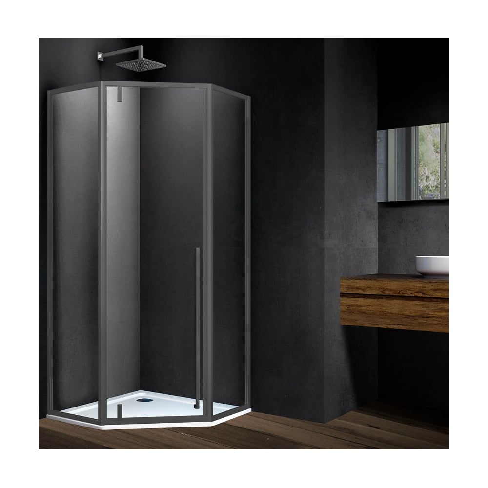 Изображение товара Душевой уголок VINCEA Penta 900_900 вороненая сталь стекло прозрачное