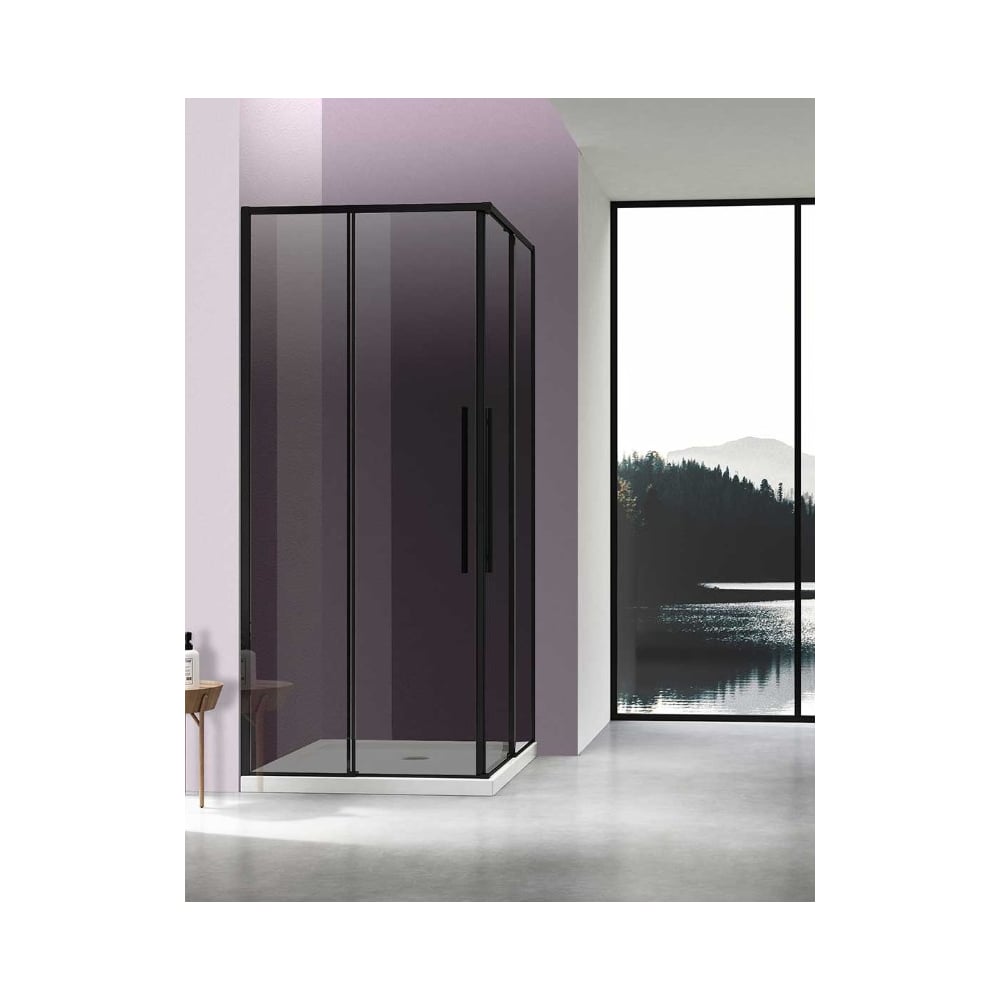 Изображение товара Душевой уголок VINCEA Slim-N 1000_800 с раздвижными шторками и тонированным стеклом