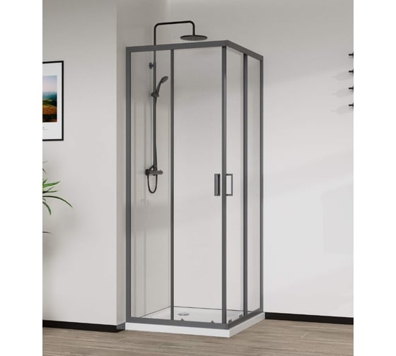 Изображение товара Душевой уголок VINCEA City 1000_900, вороненая сталь стекло прозрачное  VSS-5CT9010CLGM