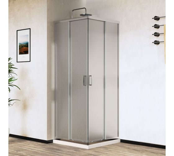 Изображение товара Душевой уголок VINCEA City 1000_900, хром, стекло текстурное VSS-5CT9010MT