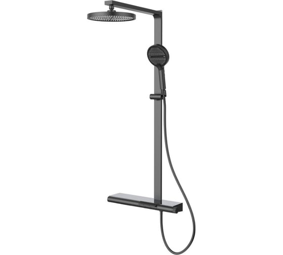 Изображение товара Душевая стойка VINCEA Aspire с изливом, вороненая сталь VSFS-4AS1GM