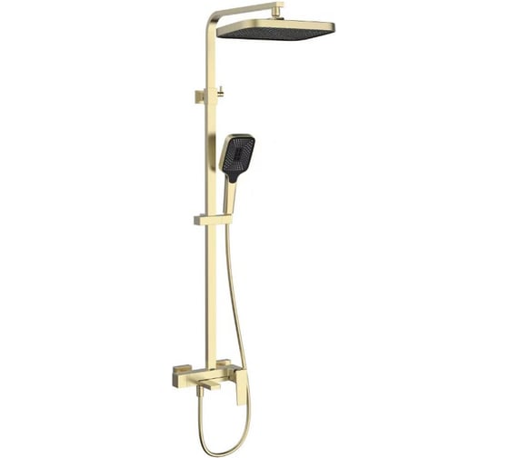 Изображение товара Душевая стойка VINCEA Cube с изливом, брашированное золото VSFS-4C12BG