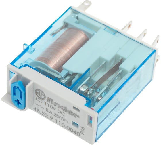 Изображение товара Миниатюрное промышленное реле Finder 2 перекидных контакта 8А 110В DC 465291100040