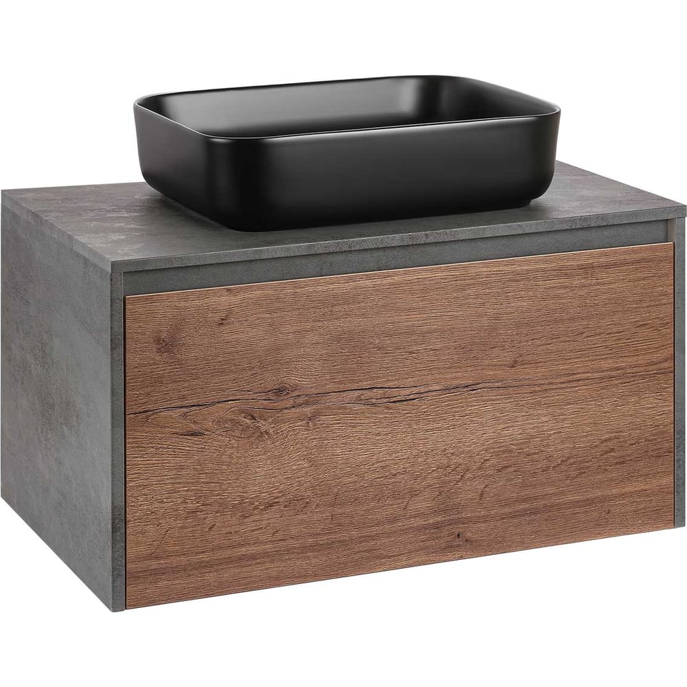 Изображение товара Подвесная база под раковину VINCEA Mesa 800 с ящиками и soft close серый коричневый