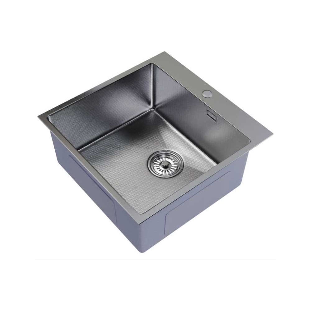 Изображение товара Мойка MIXLINE PRO настольный монтаж, 50x50 см, 2.0 мм, выпуск 3 1/2, 20 см, с сифоном, сатин, НАНО декор 556577