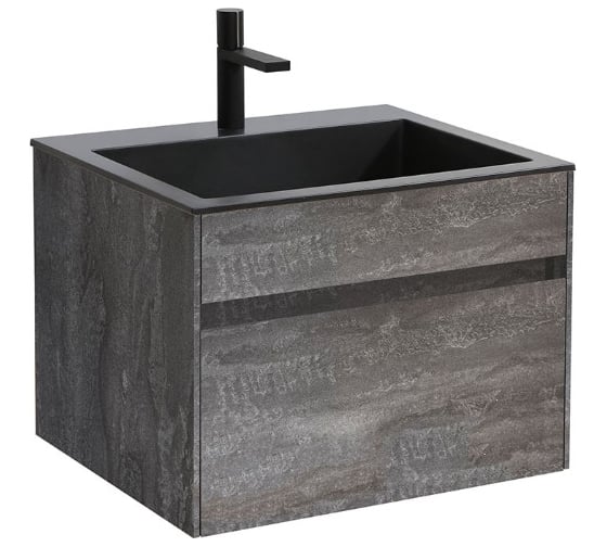 Изображение товара База под раковину VINCEA Chiara 600 подвесная, 1 выкатной ящик soft-close, G.Stone VMC-2C600GS