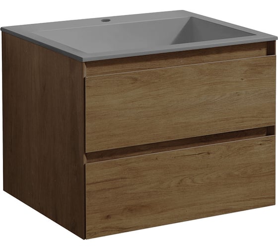 Изображение товара База под раковину VINCEA Luka 600 подвесная, 2 выкатных ящика soft-close, T.Oak VMC-2L600TO