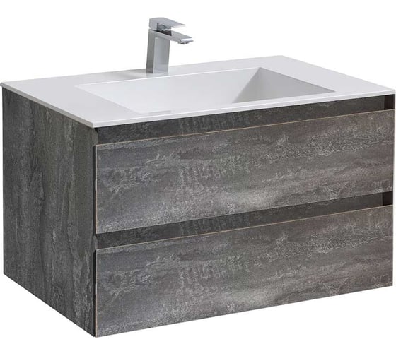 Изображение товара База под раковину VINCEA Luka 800 подвесная, 2 выкатных ящика soft-close, G.Stone VMC-2L800GS