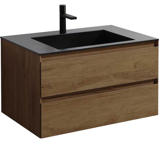 Изображение товара База под раковину VINCEA Luka 800 подвесная, 2 выкатных ящика soft-close, T.Oak VMC-2L800TO