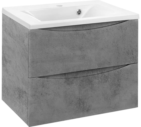 Изображение товара База под раковину VINCEA Mia 650 подвесная, 2 выкатных ящика soft close, Beton VMC-2MA650BT