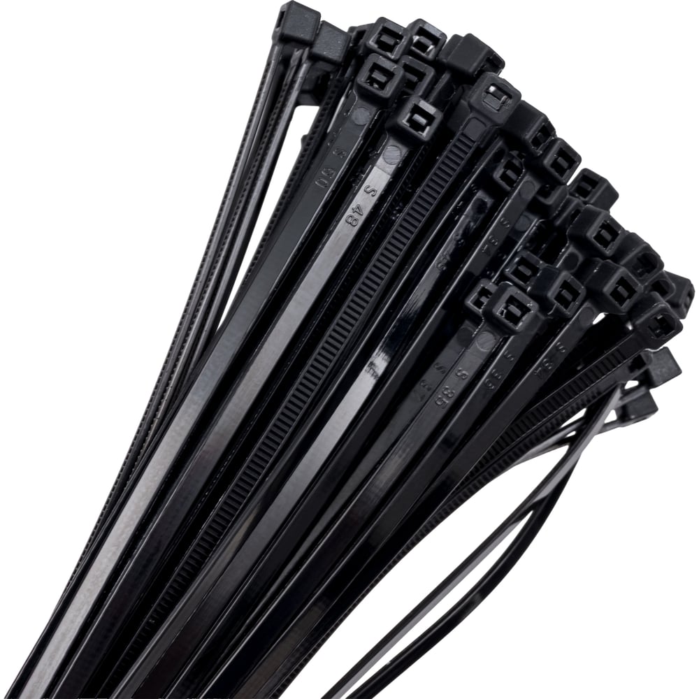 Изображение товара Нейлоновые стяжки Промрукав 3,6х250 черные, упаковка 100 шт.