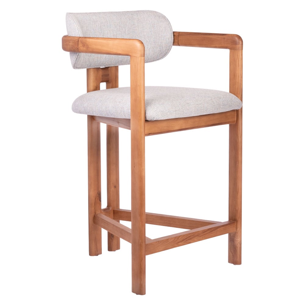 Изображение товара Стул полубарный BRADEX Rich из рогожки бежево-голубой с массивом бука