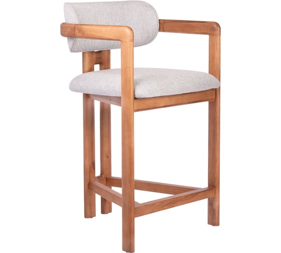 Изображение товара Стул полубарный BRADEX Rich рогожка бежево-голубая с ножками цвета орех RF 0861