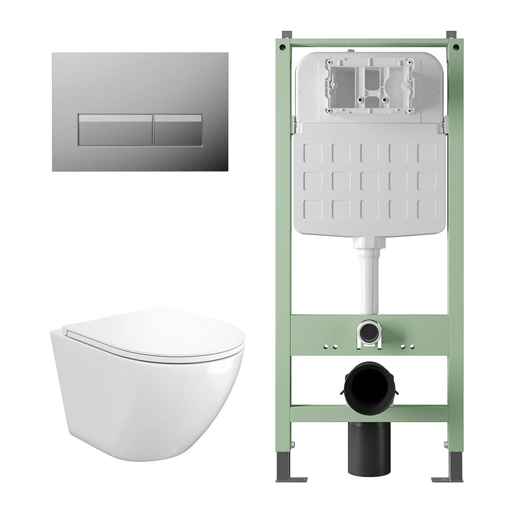 Изображение товара Подвесной унитаз с инсталляцией SITEMA от Alentori, безободковый c быстросъемным сиденьем