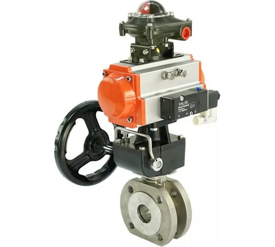 Изображение товара Шаровой кран DN.ru КШмФП 316.200 Ду32 Ру16 пневмопривод, пневмораспред, БКВ, дублёр D160-11293