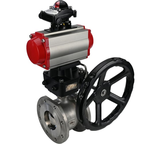 Изображение товара Шаровой кран DN.ru КШмФП.316.200 Ду15 Ру16 пневмопривод, пневмораспред, БКВ, дублёр D160-01698