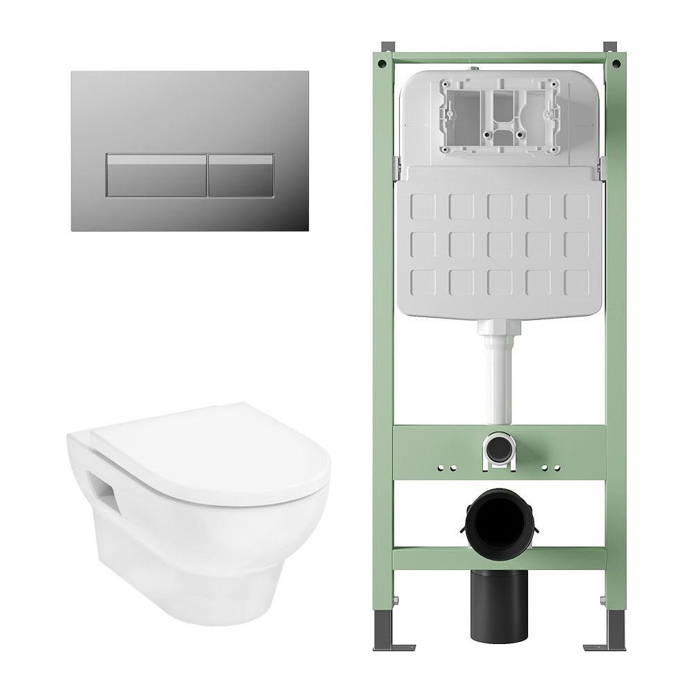 Изображение товара Комплект подвесной унитаз безободковый с инсталляцией и сиденьем Alentori SITEMA