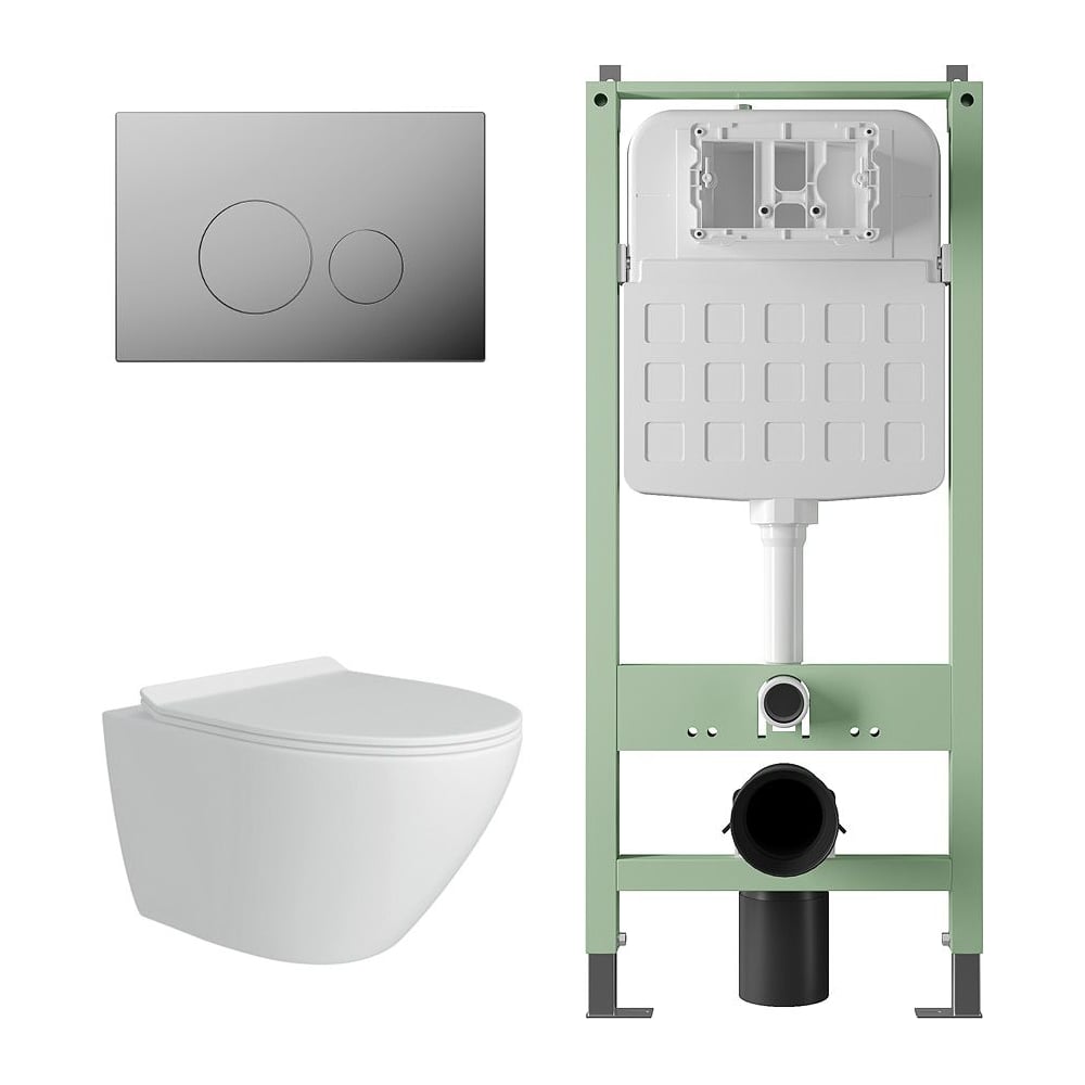 Изображение товара Комплект унитаза и панели смыва SITEMA Alentori безободковый с микролифтом