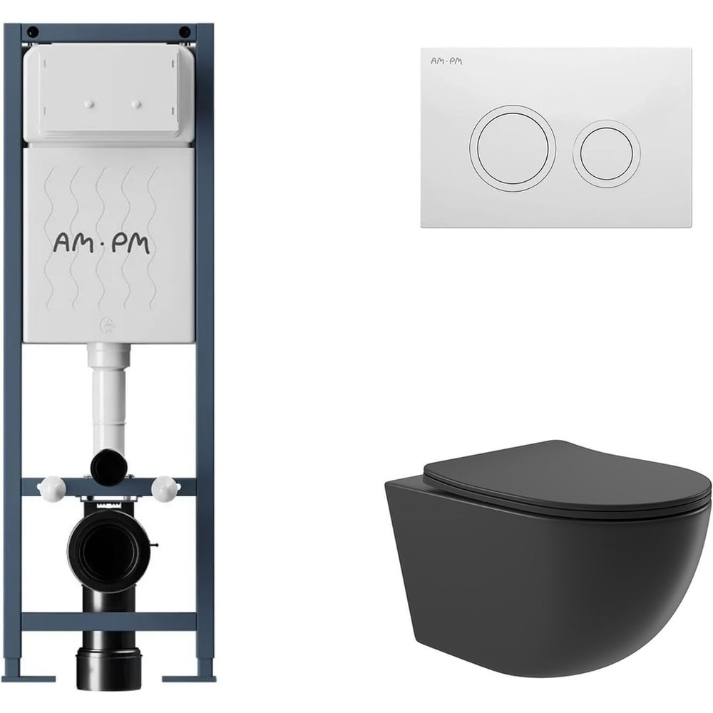 Изображение товара Комплект AM.PM I012711.0101 ErgoFit для подвесного унитаза с черным сиденьем