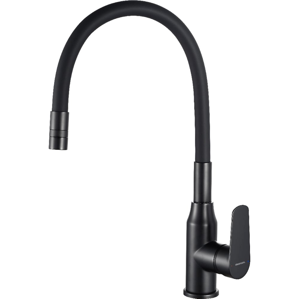 Изображение товара Одноручный кухонный смеситель decoroom DR29024BL с гибким изливом черный матовый