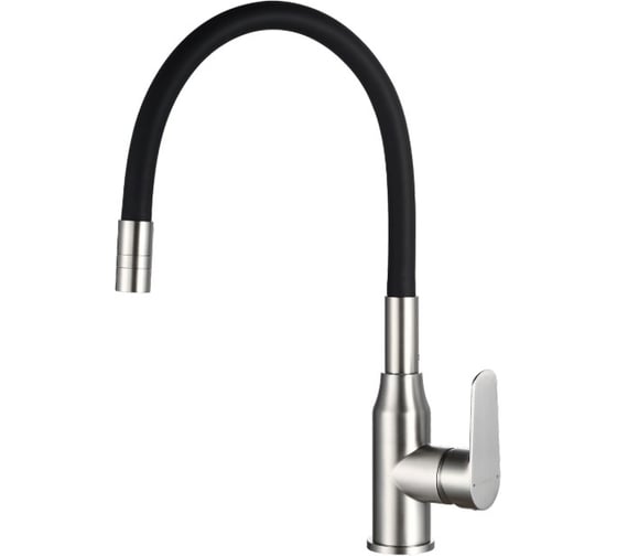 Изображение товара Смеситель одноручный decoroom для кухни с гибким изливом, никель/чёрный DR29024BN-Black