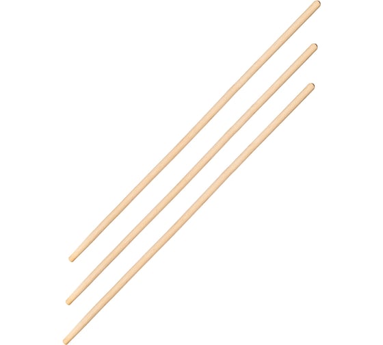 Изображение товара Черенок для щетки, метлы СПЕЦ березовый, 1 сорт, длина 1200-1250мм, D=22-25мм, 3 шт И-0076701-3