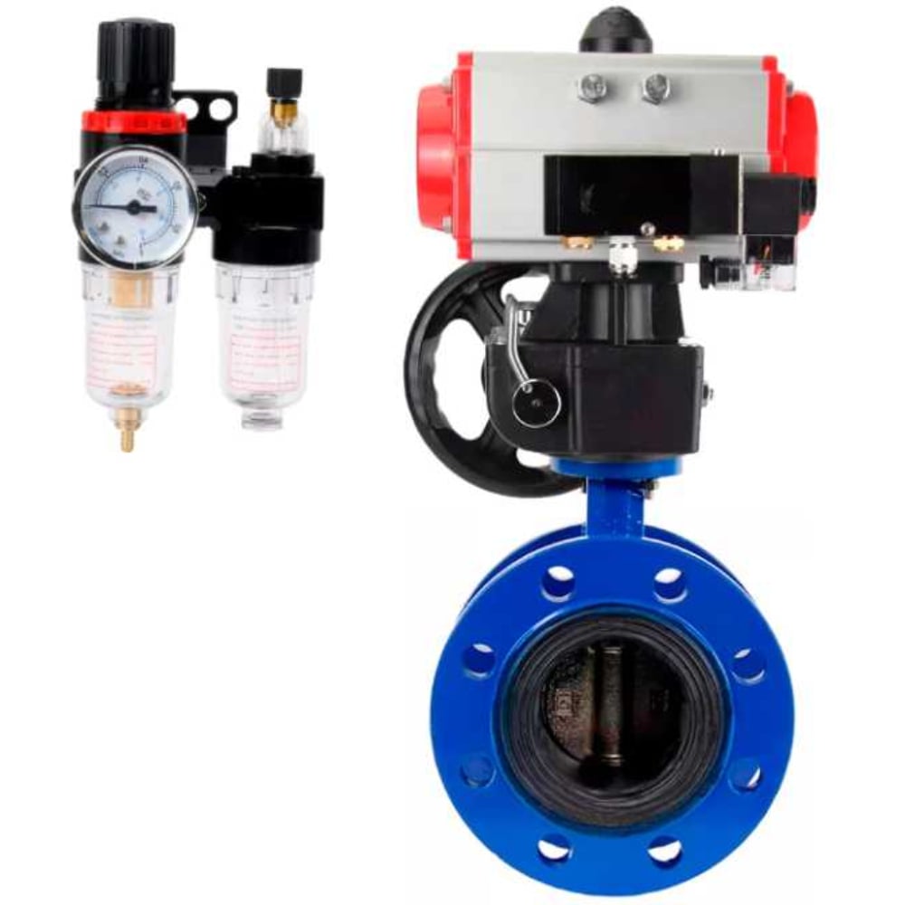 Затвор дисковый DN.ru GGG40-304-EPDM-2W-F-H Ду125 Ру16, пневмопривод DA-130, пневмораспределитель 220VAC, ручным дублером HDM-3, БПВ D050-56697