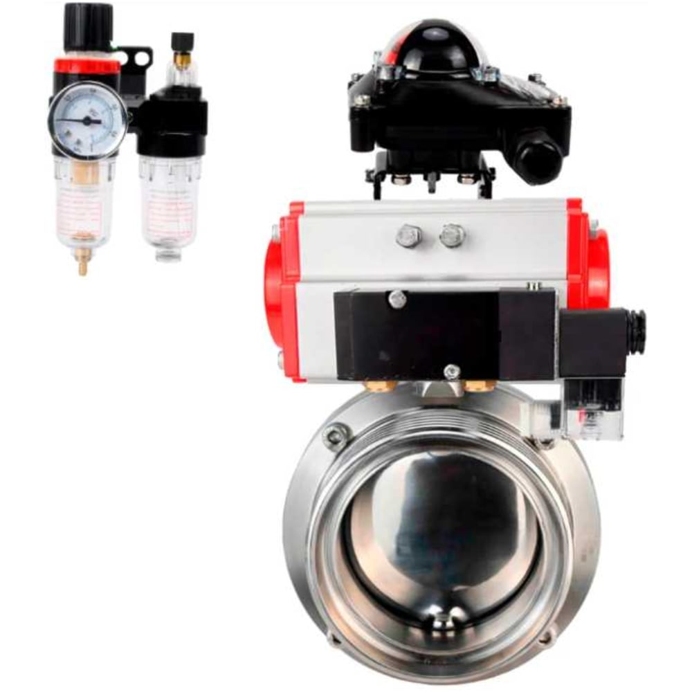 Изображение товара Затвор DN.ru 304-304-EPDM Ду100 Ру10 резьбовой из нержавеющей стали